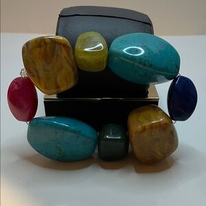 Colorful Chunky Beaded Bracelet - Multi-Color Statement Jewelry